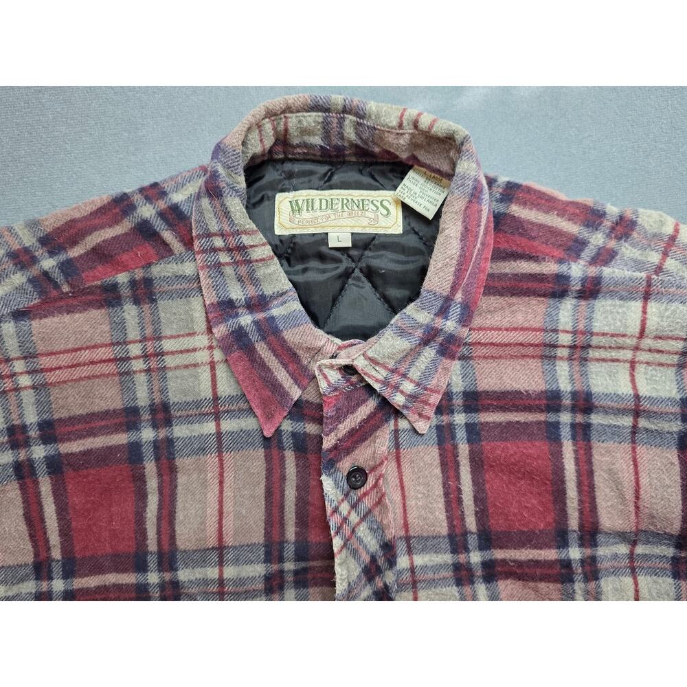 Vintage Wilderness Mens Large Plaid Quilted Insulated Jacket Button Down Chore - Picture 2 of 8